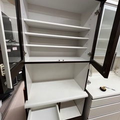 大川家具 ホワイト 引き出し 食器棚 幅140✕奥行60✕高180