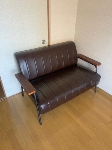 ニトリ　傷･汚れに強い合成皮革 2人用ソファ(Nシールド ステイン2KD DBR)