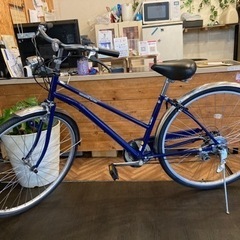 前後タイヤ・チューブ新品！】 LEDダイナモ 6段変速 27インチ自転車 ブルー