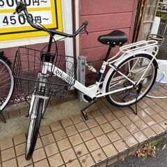 自転車　No.1443　ホワイト　シティサイクル　ママチャリ　2...