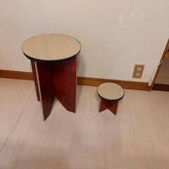 手作り木製椅子と小物置き台