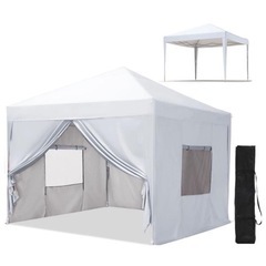 タープテント ワンタッチ キャンプ UVカット ホワイト アウトドア 窓付き