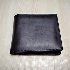 【新品未使用!!】二つ折り財布 メンズ ネイビー 牛革 レザー 紺