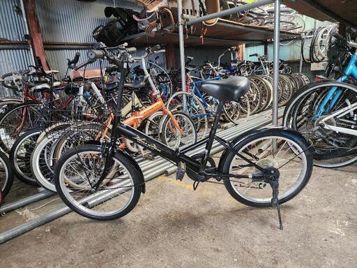 折りたたみ自転車　２０インチ　6変速　カゴ　付き　黒　配達可能