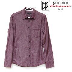 MICHEL KLEIN homme メンズ 赤紫長袖シャツ 4...