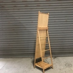 家具 ミラー/鏡 自立タイプ オーク無垢材 日本製鏡 ナチュラル カガミ 