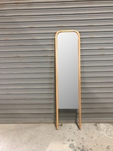 家具 ミラー/鏡　立て掛けタイプ　オーク無垢材　ナチュラル　曲木加工　2台有ります