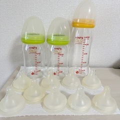 ピジョン母乳実感耐熱ガラス製哺乳びん3本・乳首9個セット