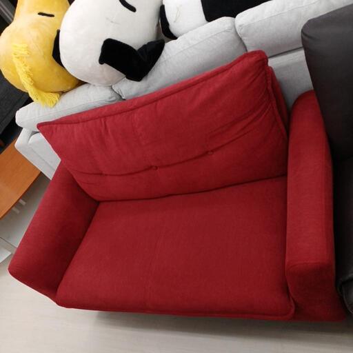 ★ジモティ割あり★ﾃﾞｻﾞｲﾝ2Pｿﾌｧｰ　布　RD　現状販売 (H)81× (W)131× (D)76【joh 1324】