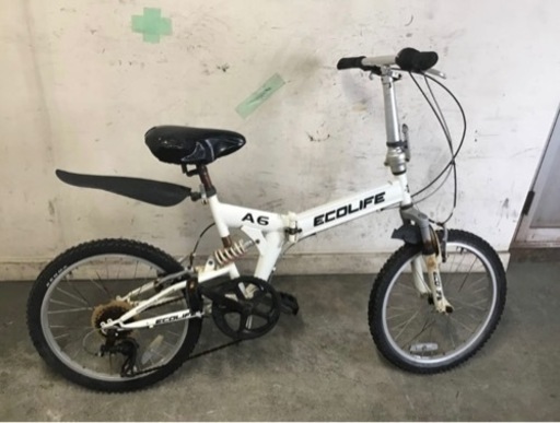 361□岐阜発　△ ECOLIFE / A6 / 折りたたみ自転車 / 20インチ / ７段変速 / 走行確認 / サドル破れ有り/ 現状品　R5.9/11□a