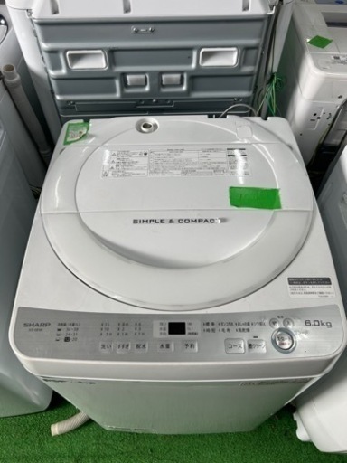 早い者勝ち大セール‼️‼️＋ご来店時、ガン×2お値引き‼️SHARP(シャープ) 2017年製 6.0kg 洗濯機