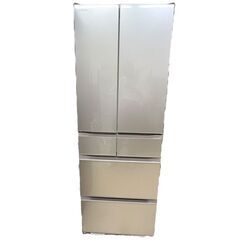 JY 美品 HITACHI 540L冷凍冷蔵庫 幅65cm ファインシャンパン 6ドア フレンチドア R-HX54R XN まるごとチルド 強化処理ガラスドア