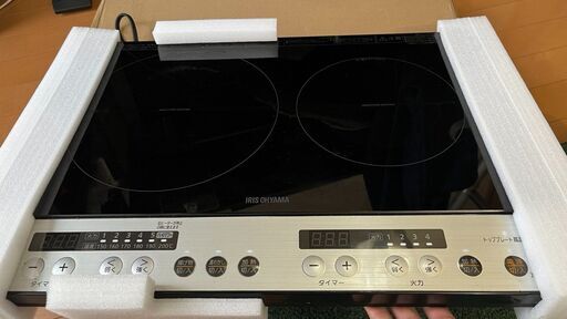アイリスオーヤマ 2口 IHクッキングヒーター IHコンロ 工事不要 1400W 電磁調理器 100V ブラック IHK-W12P-B