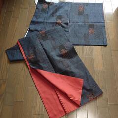 レディース、大島紬の着物、泥染め、7マルキ、紋なし、袷、広衿