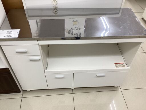 キッチンカウンター　大和木工　ステンレス天板　ホワイト