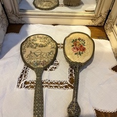 イギリス製　ヴィンテージ　手鏡　ブラシ