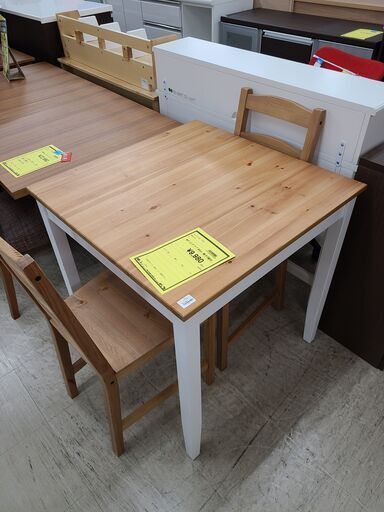 J4848　IKEA　イケア　ダイニングテーブルセット　イス2脚付　LERHAMN　レールハムン　パイン材　ナチュラル　クリーニング済　【リユースのサカイ柏店】