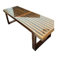 ネルソンベンチ風　テーブル　ベンチ　イス　木製　ガラス天板