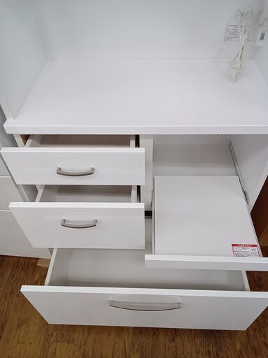 ☆ジモティ割あり☆ レンジボード ホワイト H180×D37.5×W80 クリーニング済み MT1369 - 食器棚、キッチン収納