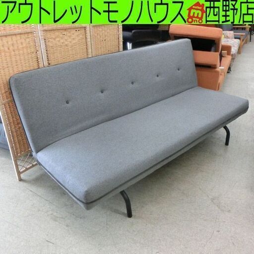 リクライニングソファ 3人掛け 幅188cm グレー系 リクライニング 灰色 ソファ ファブリック 札幌 西野店