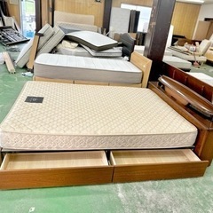 💥激安💥収納付きダブルベッド　マットレスセット　幅150cm