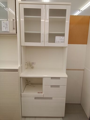 ★ジモティ割あり★  レンジボード ホワイト H200×D30×W80 クリーニング済み TC463