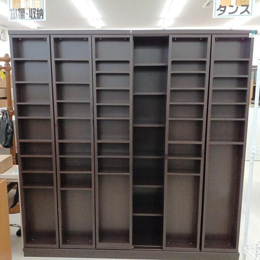 ★ジモティ割あり★ｽﾗｲﾄﾞ扉ﾜｲﾄﾞ書棚　BR　現状販売 高さ(H)182× 幅(W)180× 奥行(D)37cm【joh 1333】