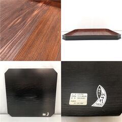 ss6406　大館工芸 角盆 5枚セット 元箱入り 秋田杉 漆器 お盆 木地呂塗 天然木 四角 スクエア トレー トレイ 伝統工芸 盆 運び盆 台 角盆 中古