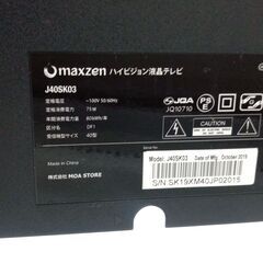 ★ジモティ割あり★ maxzen TV ４０インチ 18年製 動作確認／クリーニング済み TJ6119