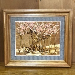 【ネット決済】現在取引中！絵画　木版画　油絵　『岐阜の淡墨桜』　逸品！