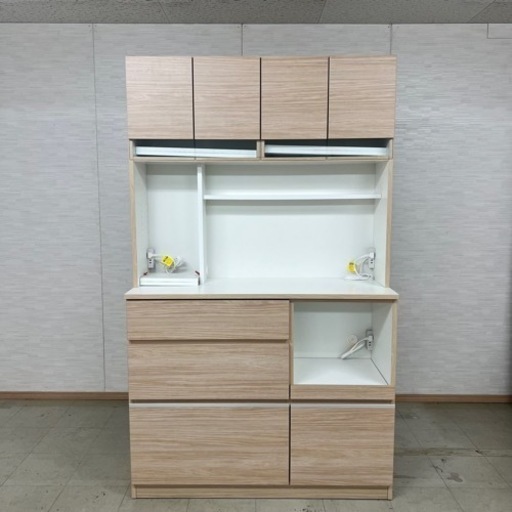 耐震ラッチ付き　幅120 キッチンボード　引出し　カップボード　食器棚　木製　キャビネット　レンジボード　レンジ台　家電ラック　国産