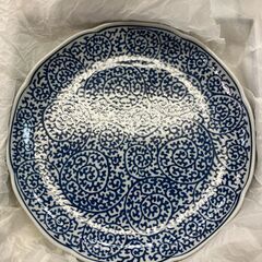 タコ唐草大皿　セラミック藍　和食器