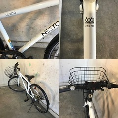385□岐阜発　△NESTO/クロスバイク/SCORTO/6061/6段変速/ホワイト/走行確認/700c/420mm/防犯登録有り/現状品　R5.10/23□v