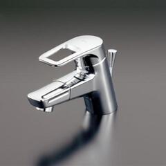 ☆新品☆　排水金具一体型　台付シングル混合水栓(エコシングル、吐水口回転、ワンプッシュ)