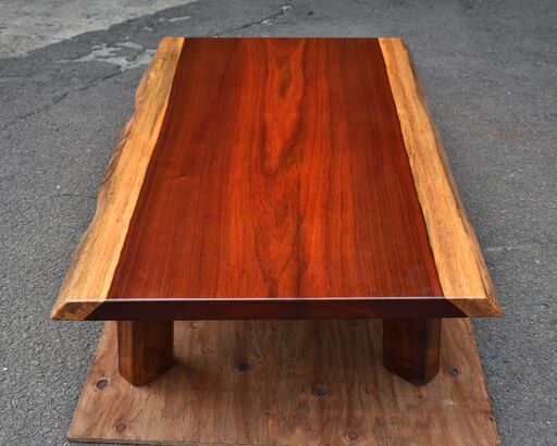 ヤ取終了8/18】≪zyt1488ジ≫ 耳付き 一枚板座卓 紅紫檀？ ロー