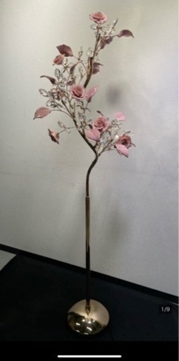 お花 スタンドライト ゴールドインテリア オブジェ クリスタル調 薔薇 LEDライト お花形ライト 0529-31