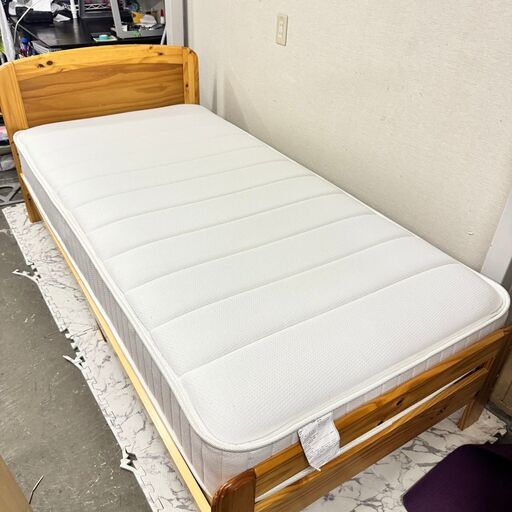 17986  NITORI 木製シングルベッドフレーム・マットレスセット   ◆大阪市内・東大阪市他 6,000円以上ご購入で無料配達いたします！◆ ※京都・高槻・枚方方面◆神戸・西宮・尼崎方面◆生駒方面、大阪南部方面　それぞれ条件付き無料配送あり！