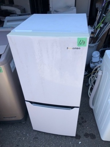NO120❗️福岡市内配送無料 2019年 ハイセンス 【右開き】130L 2ドアノンフロン冷蔵庫 エディオンオリジナル パールホワイト HR-D1302
