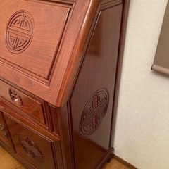 美品 唐木の無垢材（花梨・紫檀）ライディングデスク＆チェア