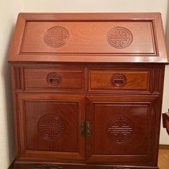 美品　唐木の無垢材（花梨・紫檀）ライディングデスク＆チェア 美品 唐木の無垢材（花梨・紫檀）ライディングデスク＆チェア