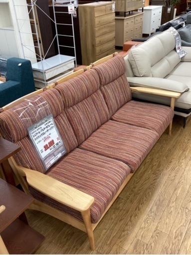 KE-62【新入荷　リサイクル品】ウィドゥスタイル　シュプール　ハイバック3シーターソファ　アルダー材