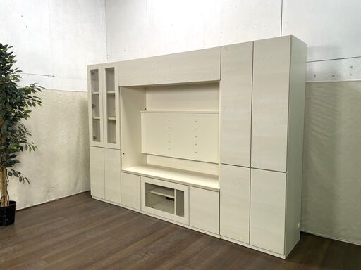 ≪zyt1489ジ≫ すえ木工 大型TVボード 壁面収納 幅260cm 高さ180cm テレビボード/TV台/リビング収納/木製家具 60331-01