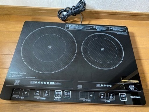 2016年製アイリスオーヤマIHクッキングヒーター 2口 EIH1470V-B 音声付 IHコンロ (0522c)