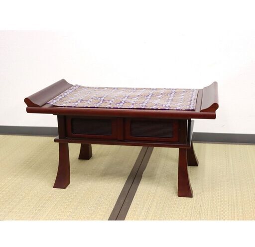 ≪U781-イ17ジ≫ 【在庫品】 経台/経机 木製 引き出し付き 幅61㎝/高さ31.6㎝ 仏具/仏壇 供養台/供物机/御供机/経卓 法事/法要