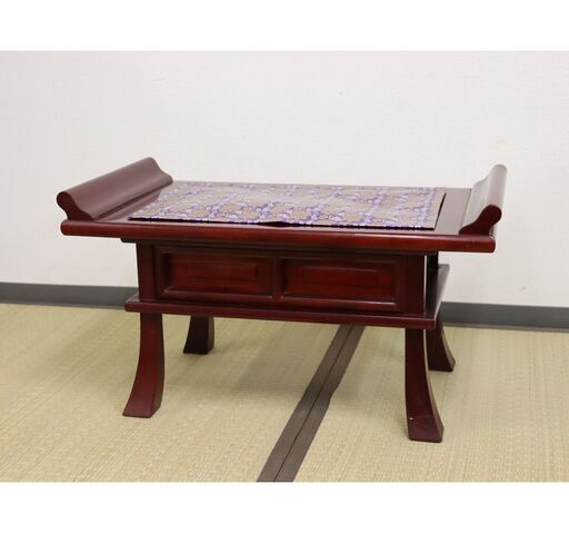 ≪U782-イ10ジ≫ 【在庫品】 経台/経机 木製 引き出し付き 幅62㎝/高さ34.1㎝ 仏具/仏壇 供養台/供物机/御供机/経卓 法事/法要