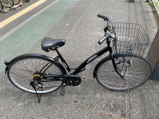 自転車　No.1200　ブラック　6段切替　シティサイクル　ママチャリ　【リサイクルショップどりーむ天保山店】