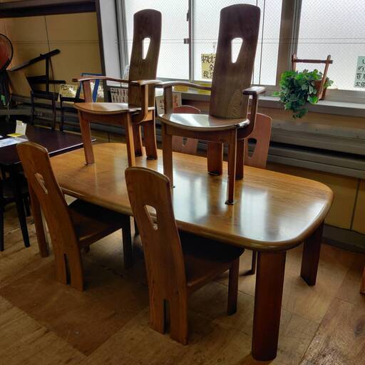 【愛品倶楽部柏店】皇室御用達 浜本工芸 ダイニング7点セット ナラ材