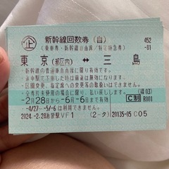 三島-東京・品川　新幹線チケット　　1枚（片道分）
