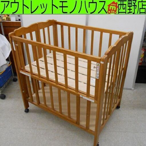 ☆除菌清掃済☆大和屋　パタン　折りたたみミニベビーベッド　すのこ　ライトブラウン Amazon.co.jp: yamatoya パタンII折りたたみミニベビーベッドWH