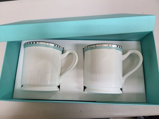 ティファニー　Tiffany＆Co　マグカップ　ペア　2個セット　プラチナブルーバンド　GMW46